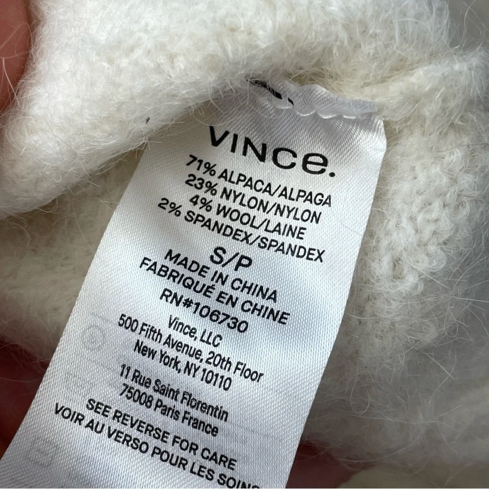 Vince Alpaca Sweater crewneck long sleeve womens Cream small classic minimalist - Picture 5 of 6
